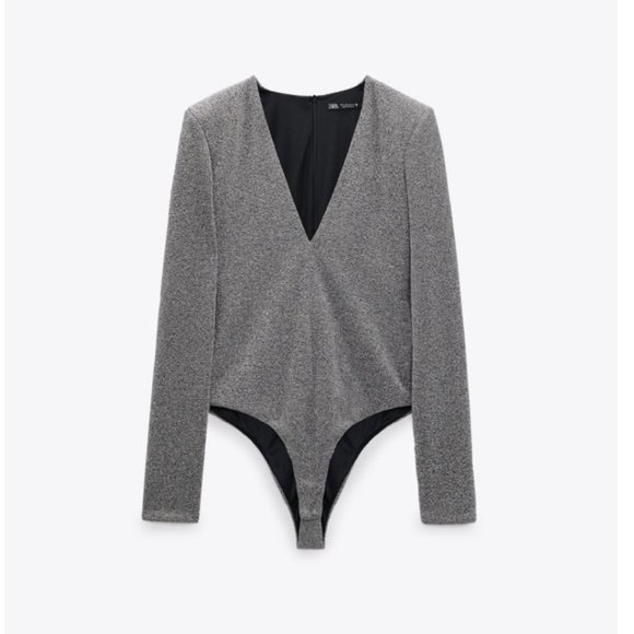 BLOGGER'S FAVE! Zara 2 PC Set Silver Metallic Mini Skirt And Bodysuit NWT - Picture 15 of 17